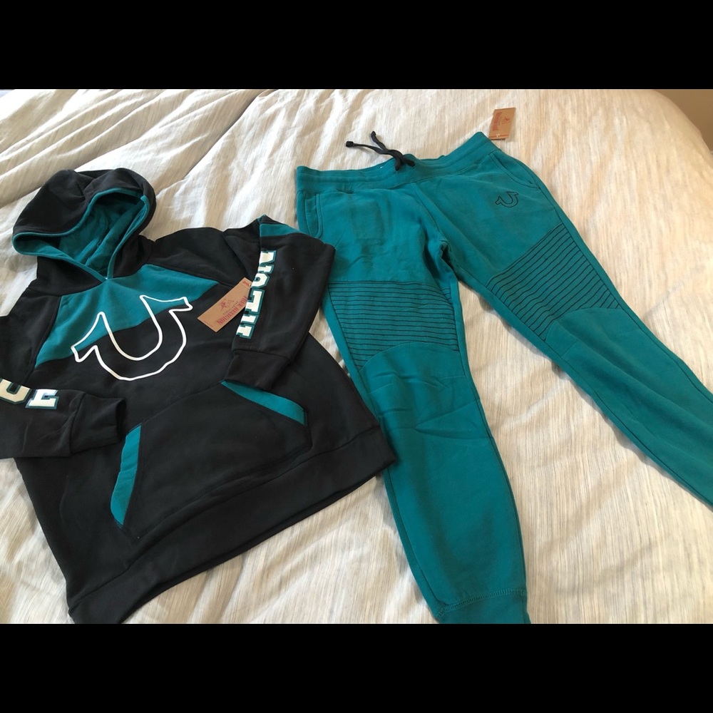 True Religion Women’s Sweatsuit Active Black/Teal - Picture 3 of 7